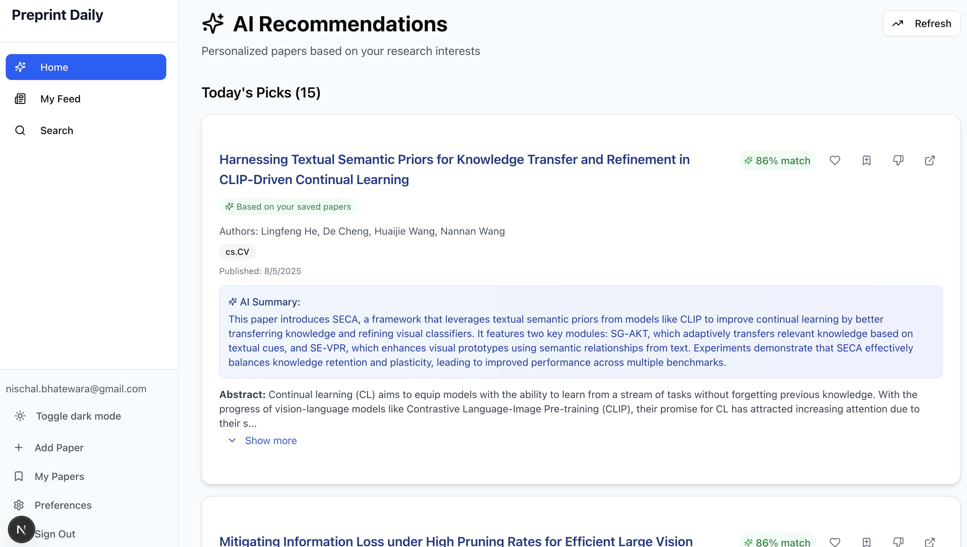 Preprint Daily Dashboard